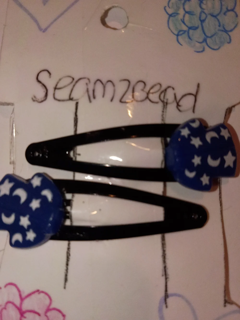 Kids Blue Star & Moon Snap Hair Clips